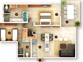 2 Bedroom Suite floor plan