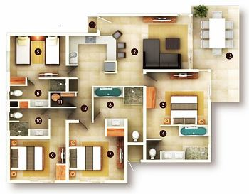 4 Bedroom Suite floor plan